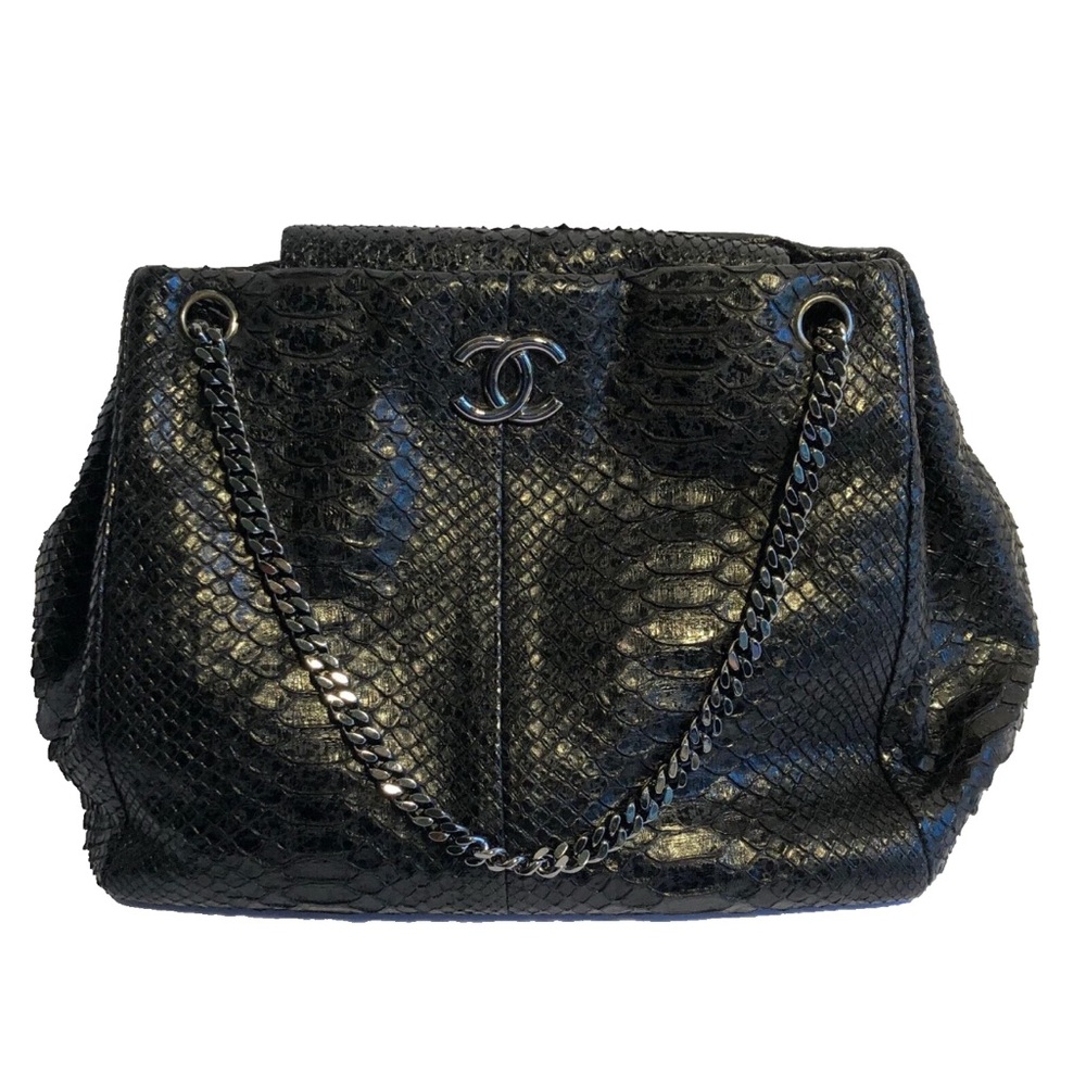 🐍CHANEL🐍Exotic Python Accordion Hobo Tote Shoulder Bag RARE